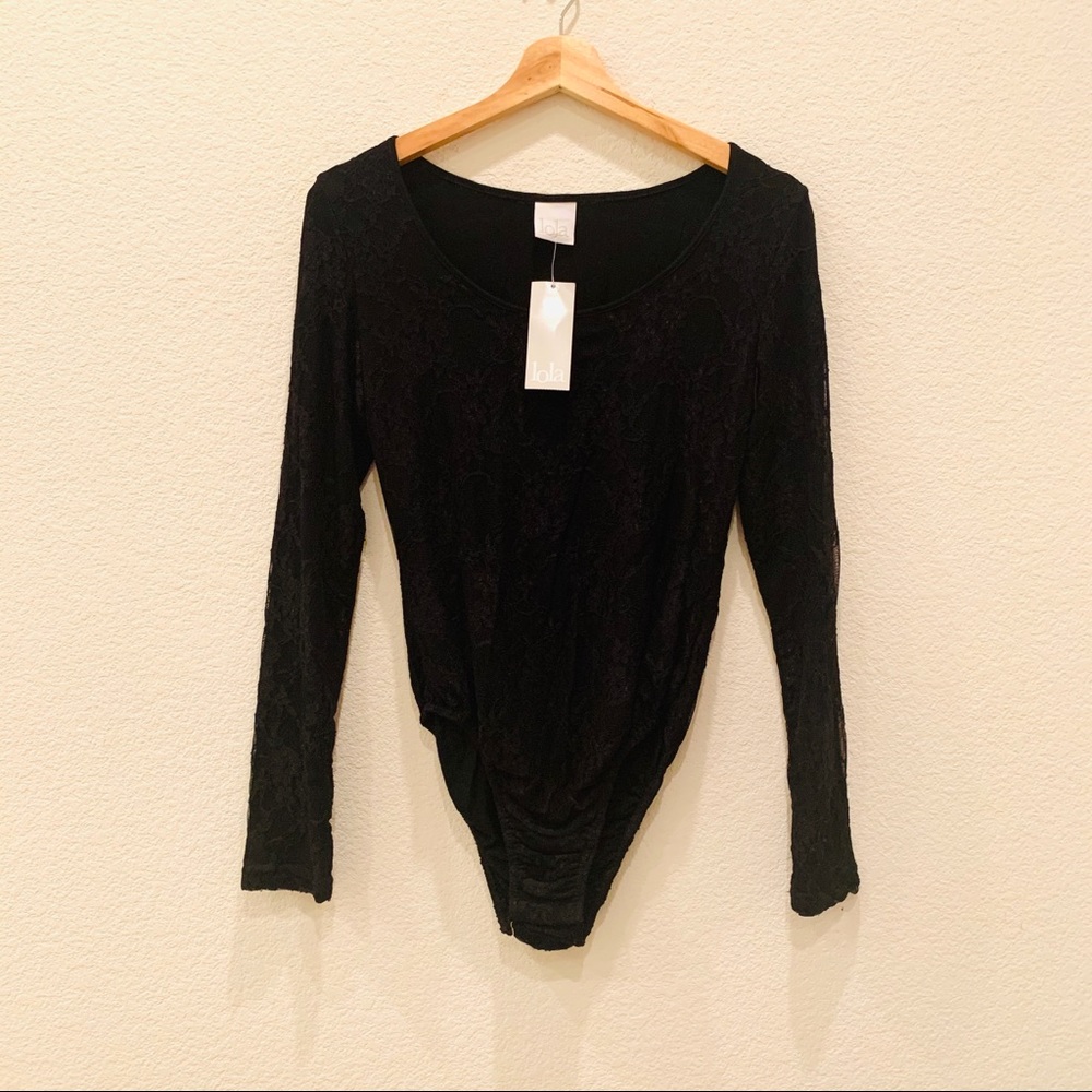 🆕 lola - Black Lace Long Sleeve Bodysuit